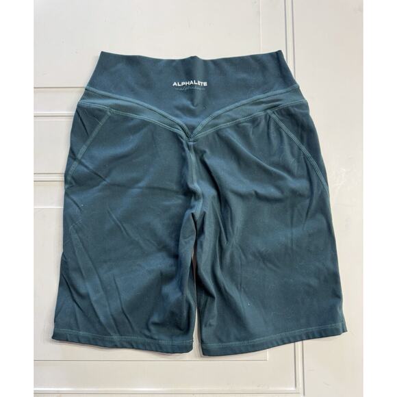 ALPHALETE Alphalux Wonder Bike Workout Shorts Blue Green Size M (no Tag) - Picture 2 of 5
